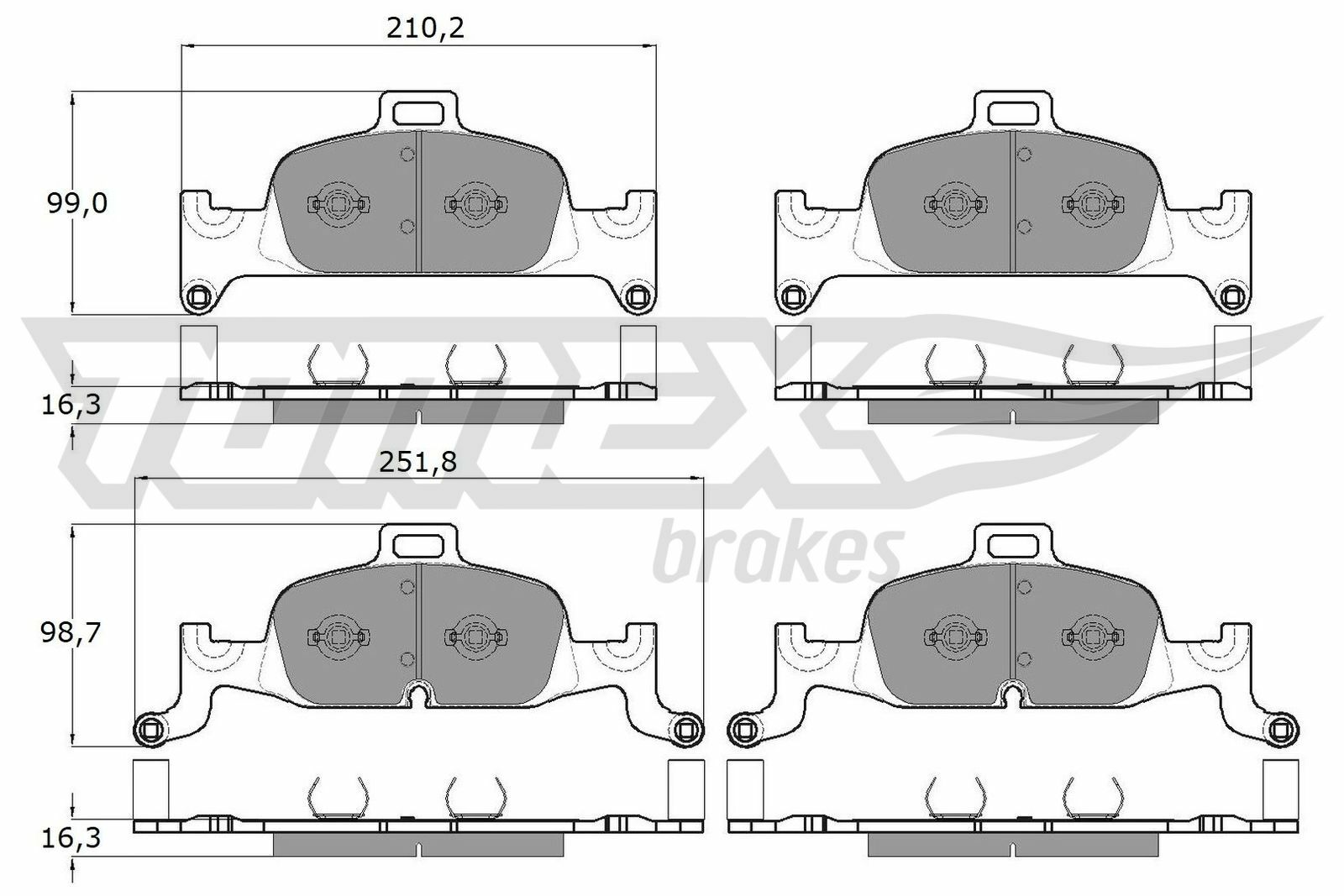 Sada brzdových destiček, kotoučová brzda TOMEX Brakes